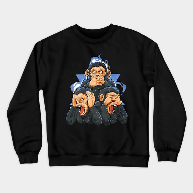 Three monkeys Crewneck Sweatshirt by mehdime